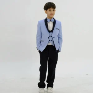 Boy's 3Pcs Tuxedos for Wedding Sky Blue  Lapel One Button Kids Party Prom Suits