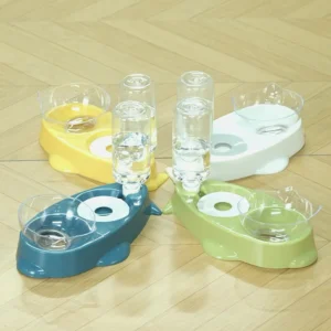 Cat bowl, pet automatic drinking bowl, cat ear double bowl