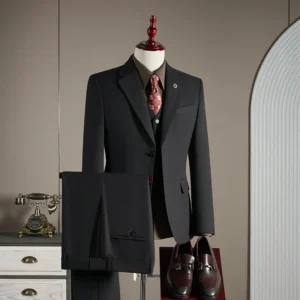 Men's Gray 3-Piece Wool Suit | Stylish British-Style Business Casual Wedding Suit